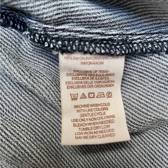 Free People Magic Breeze Gray Micro Stripe Button Down Shirt Large Oversized - Picture 16 of 16